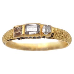Renaissance diamond ring in 22k gold, table cut diamond, Antique diamond ring