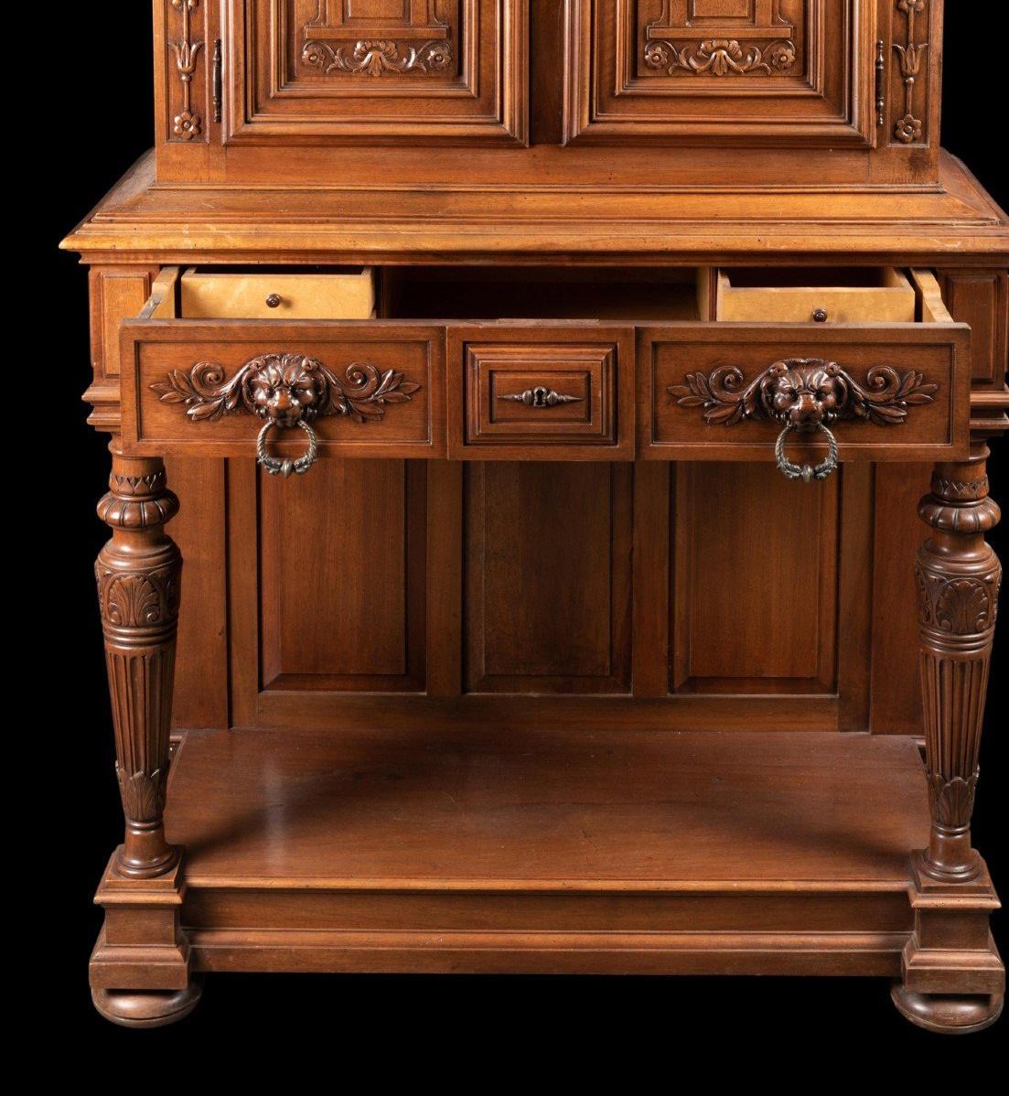 Renaissance Double Cabinet in Walnut, 19th Century. For Sale 5
