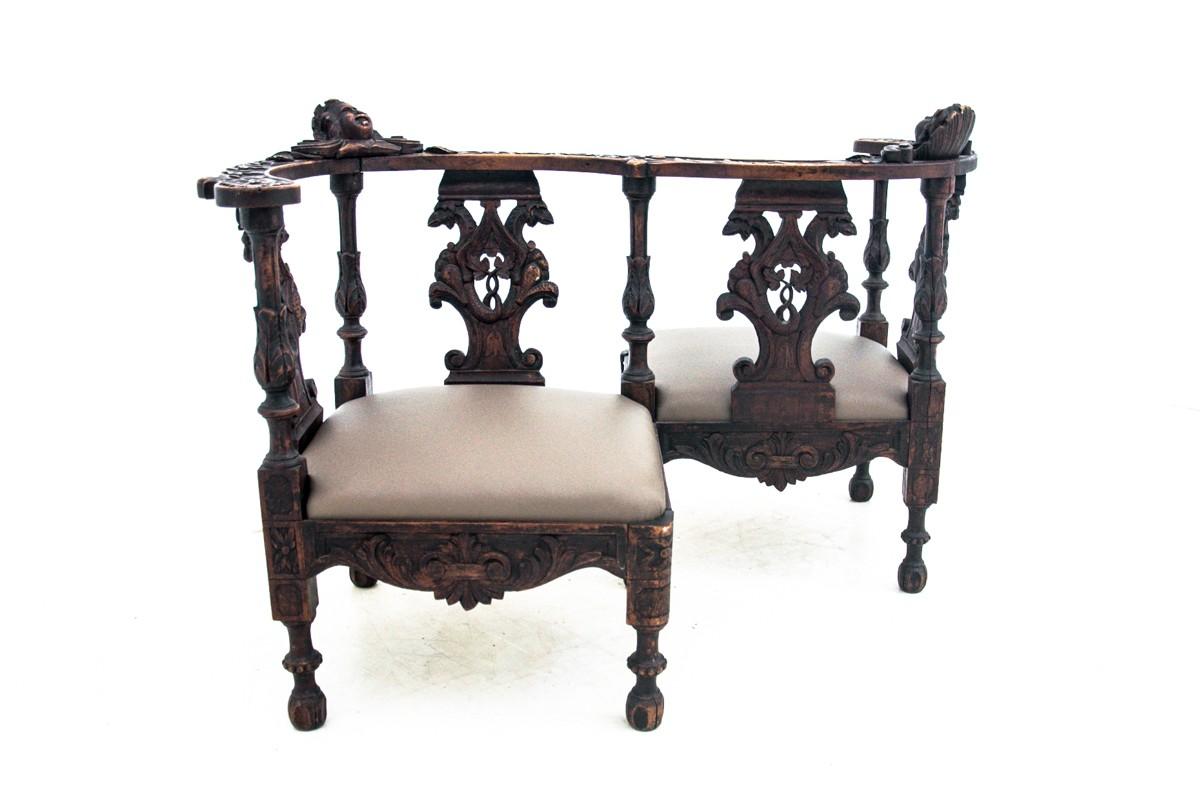 Renaissance Double Side Seat, France, circa 1860 In Good Condition For Sale In Chorzów, PL