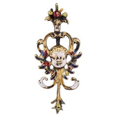Renaissance Enamel Winged Cherub Pendant of 22ct Gold