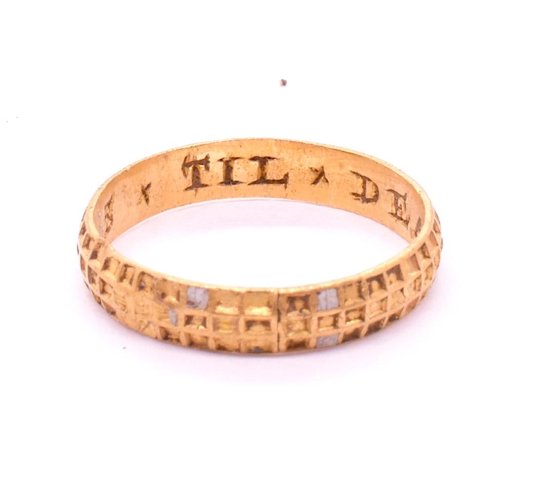 Women's or Men's Renaissance era 22ct gold Poesy Ring With Inscription 