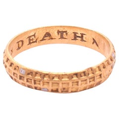 Bague de poésie de l'époque de la Renaissance en or 22 carats avec inscription « Vous jusqu'à la mort »
