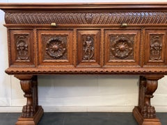 Renaissance Florentine Sculpted Wood Credenza, 1890s