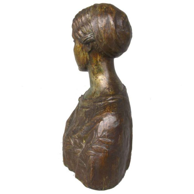 Renaissance Girl Bronze Bust For Sale 1
