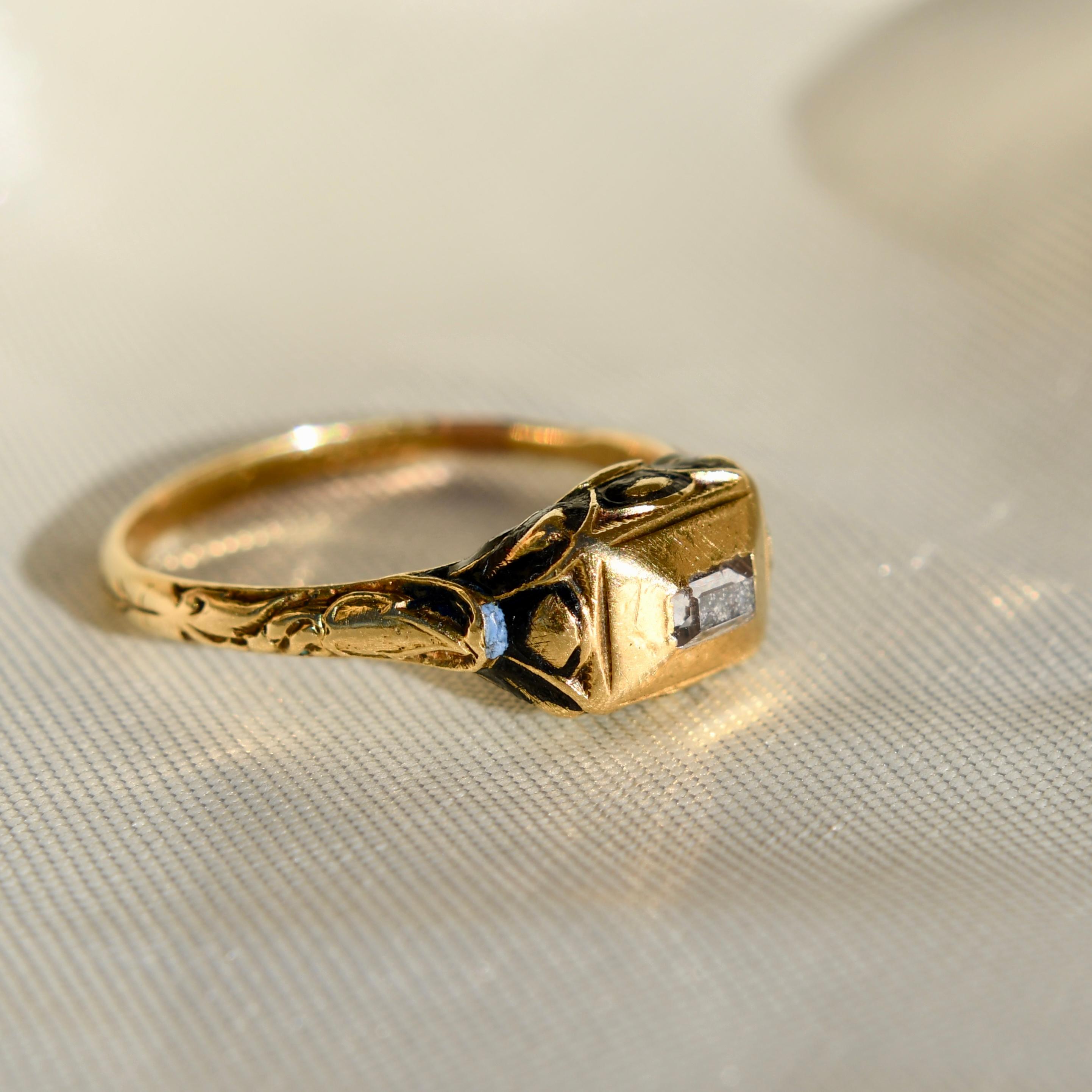 Gold- und Diamantring aus der Renaissance der Renaissance mit Emaille, 16. Jahrhundert im Zustand „Gut“ im Angebot in Magdeburg, DE