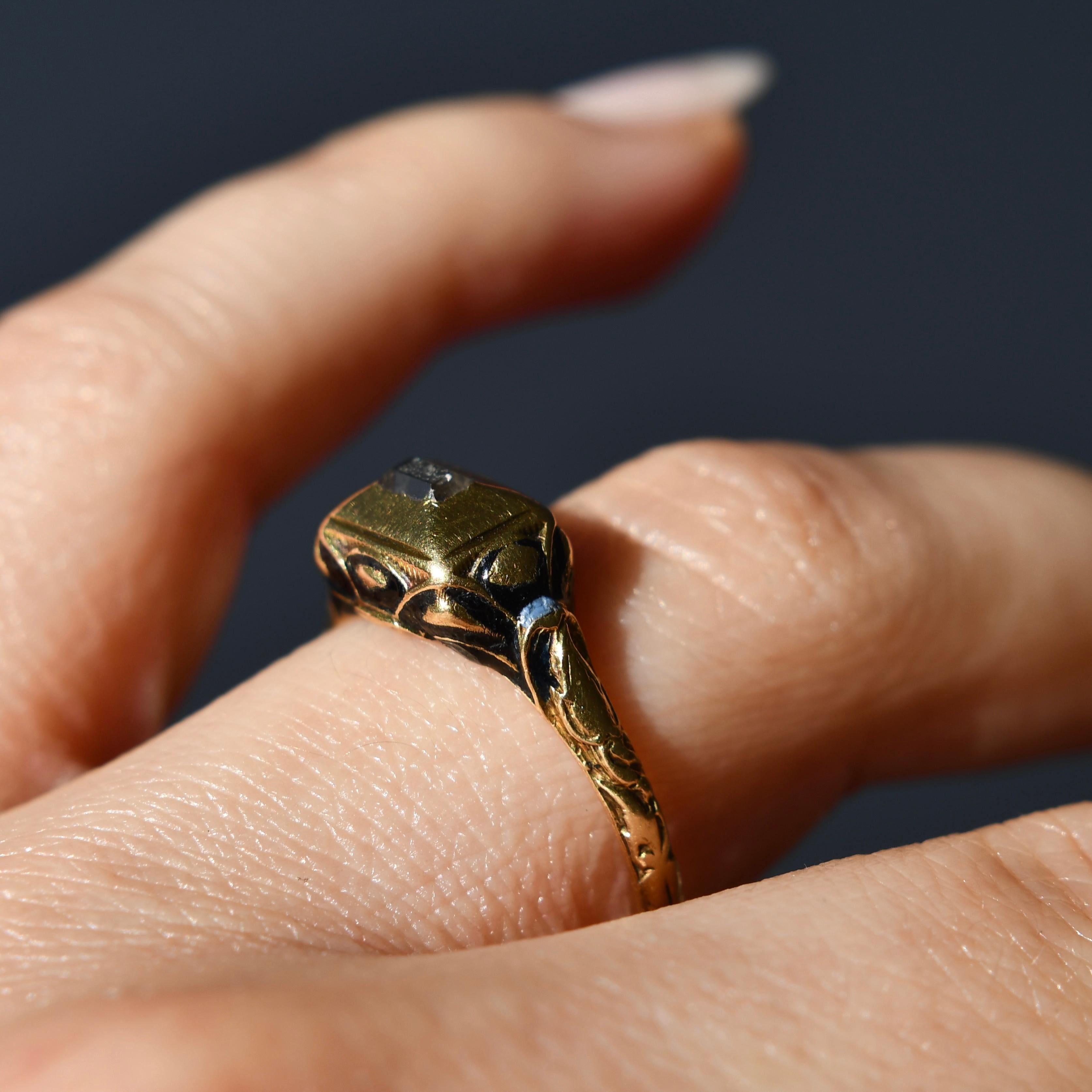 Gold- und Diamantring aus der Renaissance der Renaissance mit Emaille, 16. Jahrhundert im Angebot 2