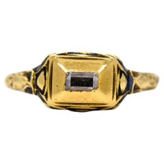 Anello rinascimentale in oro e diamanti con smalto, XVI secolo