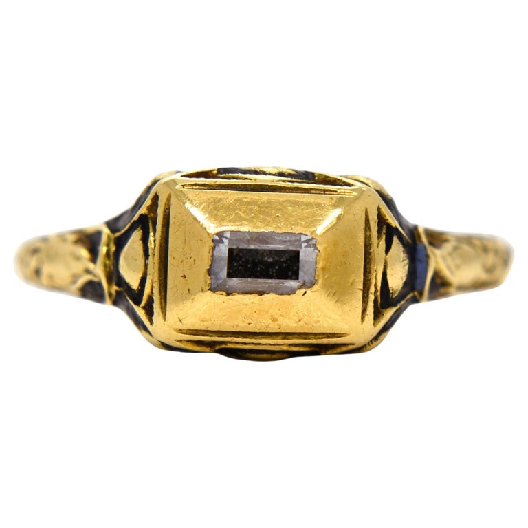 Anello rinascimentale in oro e diamanti con smalto, XVI secolo in vendita  su 1stDibs
