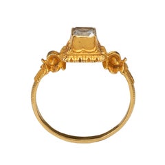 Renaissance Gold Marriage Ring with Table-Cut Rock Crystal