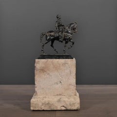 Renaissance Horseman Sculpture on Sandstone Base