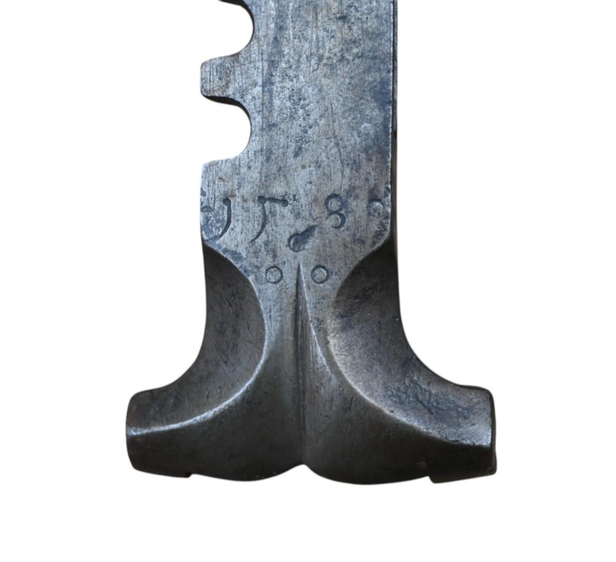Forged Renaissance Hunting Cranequin, Dated 1589 — With Maker’s Mark in Shield For Sale