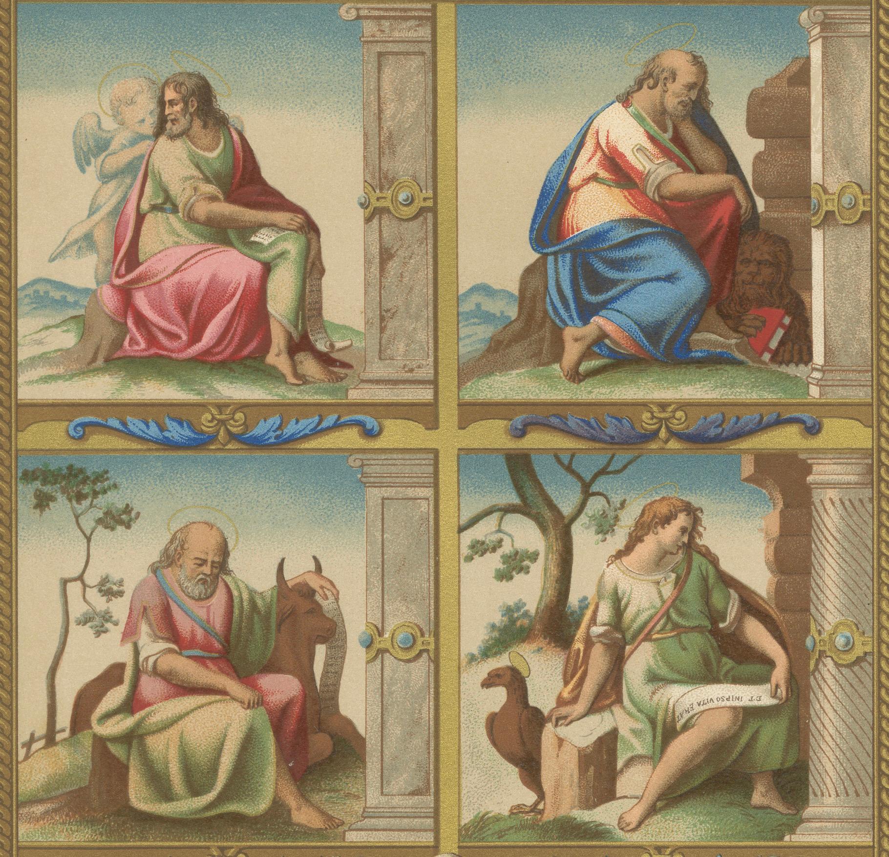 XIXe siècle Illumination de la Renaissance du pape Grégoire XIII - Estampe ancienne, planche LXI, 1869 en vente