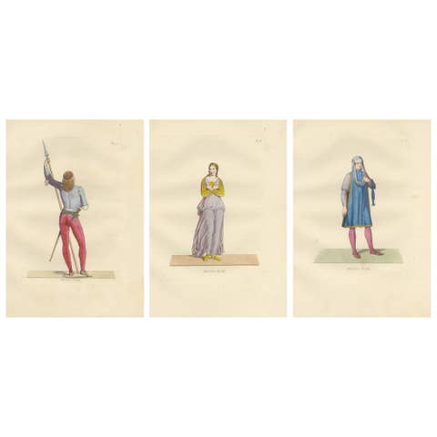 Renaissance Italian Costumes: Soldier, Young Italia Lady, Florentine Noble, 1845