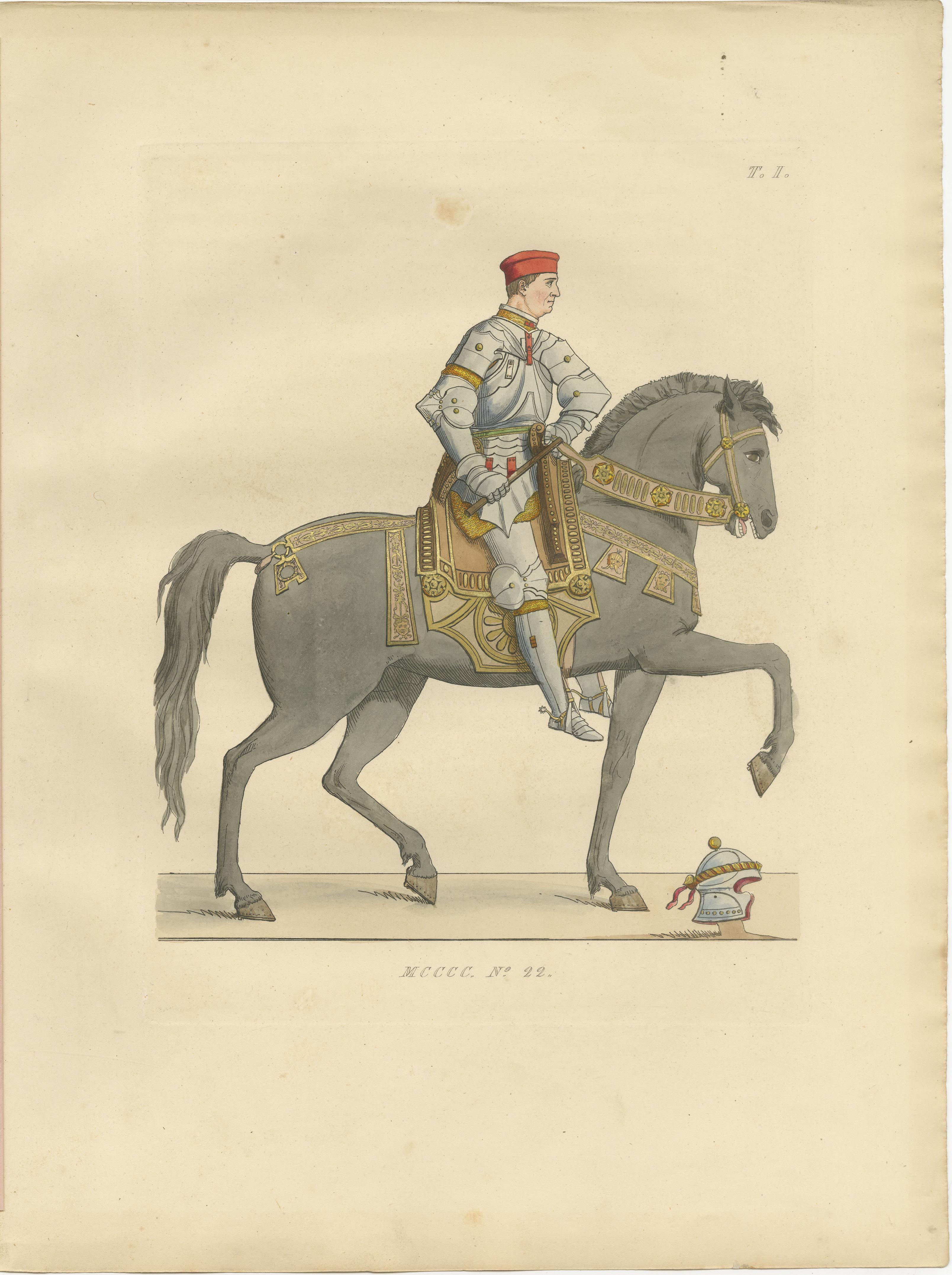 19th Century Renaissance Italian Figures: Pages, Cavalier, and Cardinal in Costume, 1845 For Sale