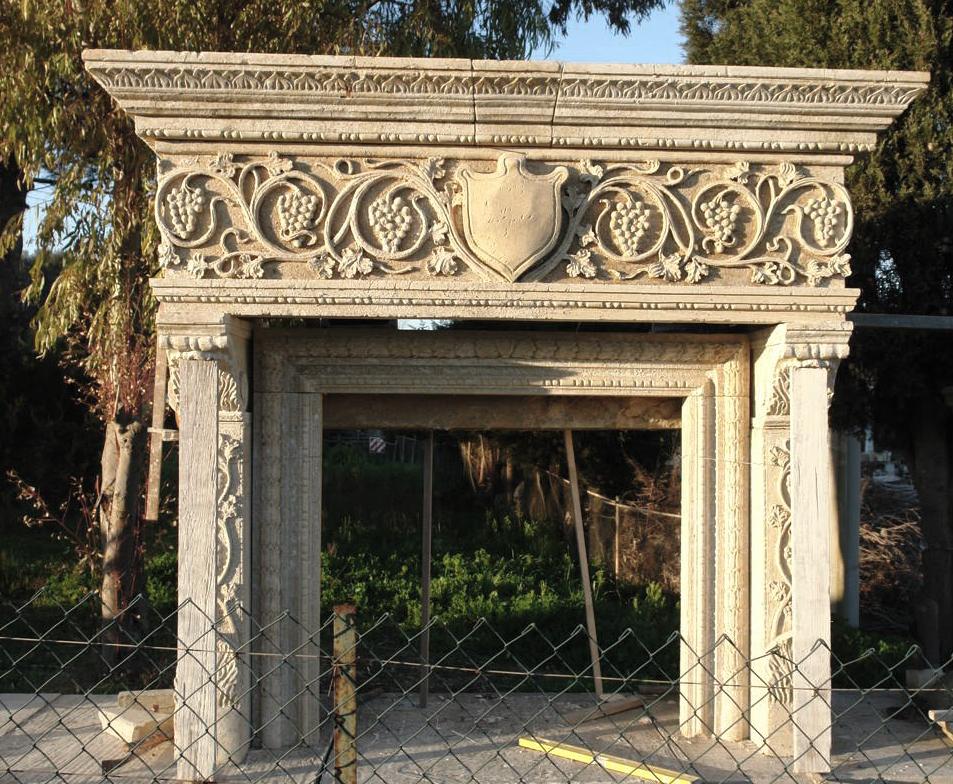 Hand-Carved Renaissance Italian Style Fireplace Hand-carved Pure Limestone Acanthus Leaves For Sale