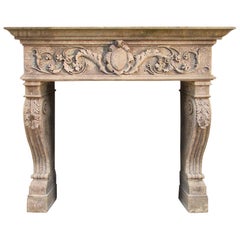 Renaissance Italian Style Fireplace Hand-Carved in Pure Limestone, Acanthus