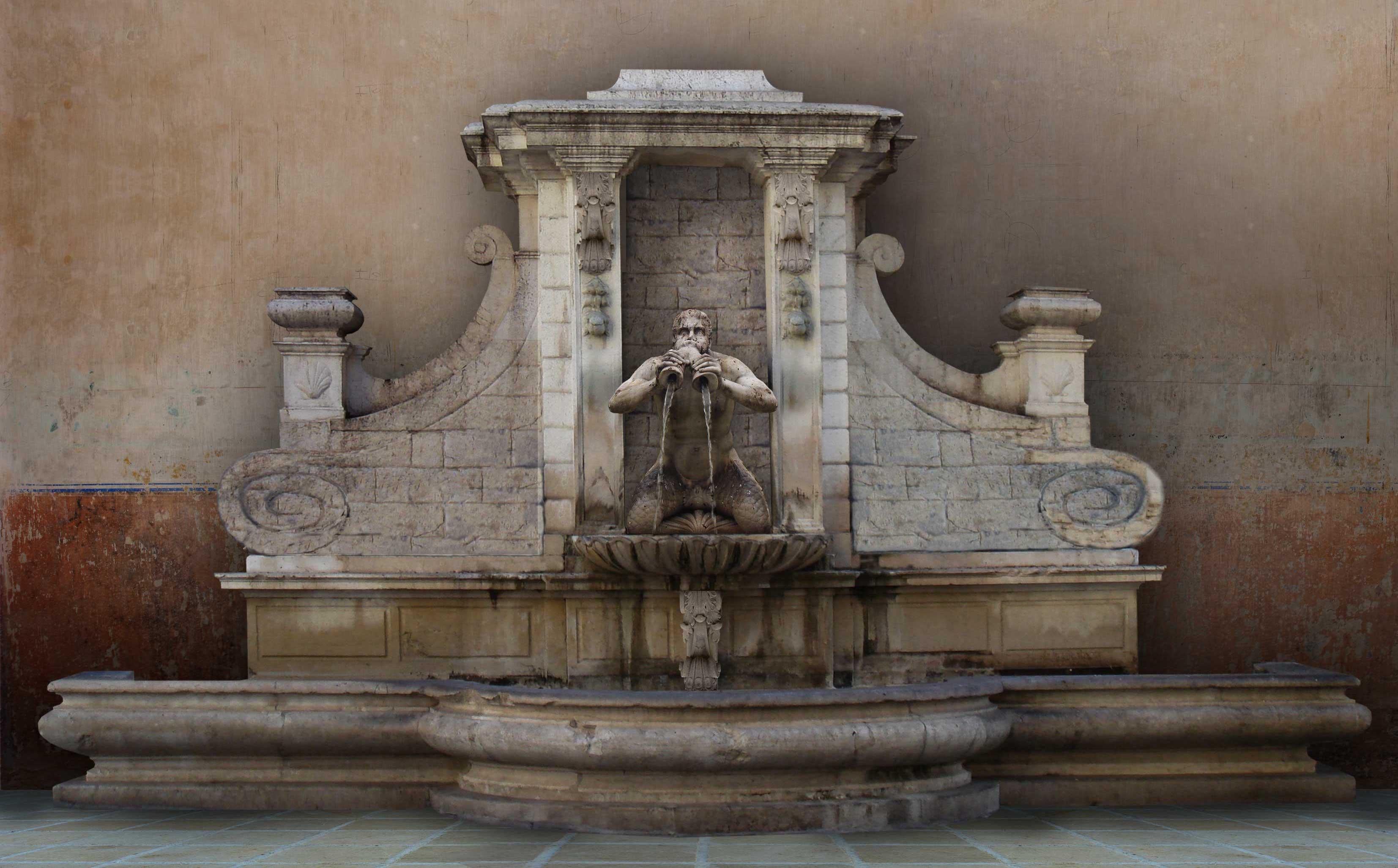 Renaissance Italian Style Fountain, Handcrafted in Pure Limestone, Monumental For Sale 6