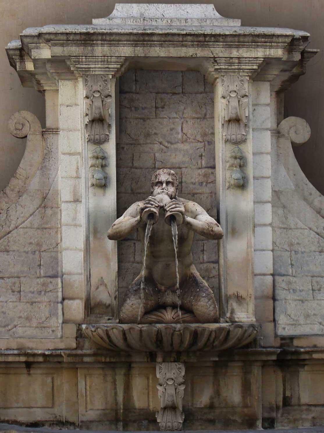 Contemporary Renaissance Italian Style Fountain, Handcrafted in Pure Limestone, Monumental For Sale
