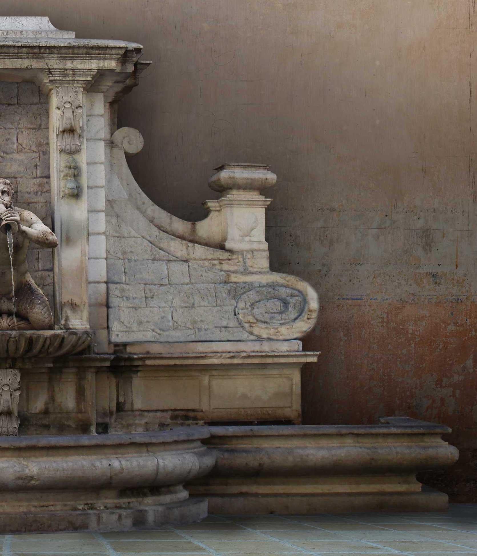 Renaissance Italian Style Fountain, Handcrafted in Pure Limestone, Monumental For Sale 2