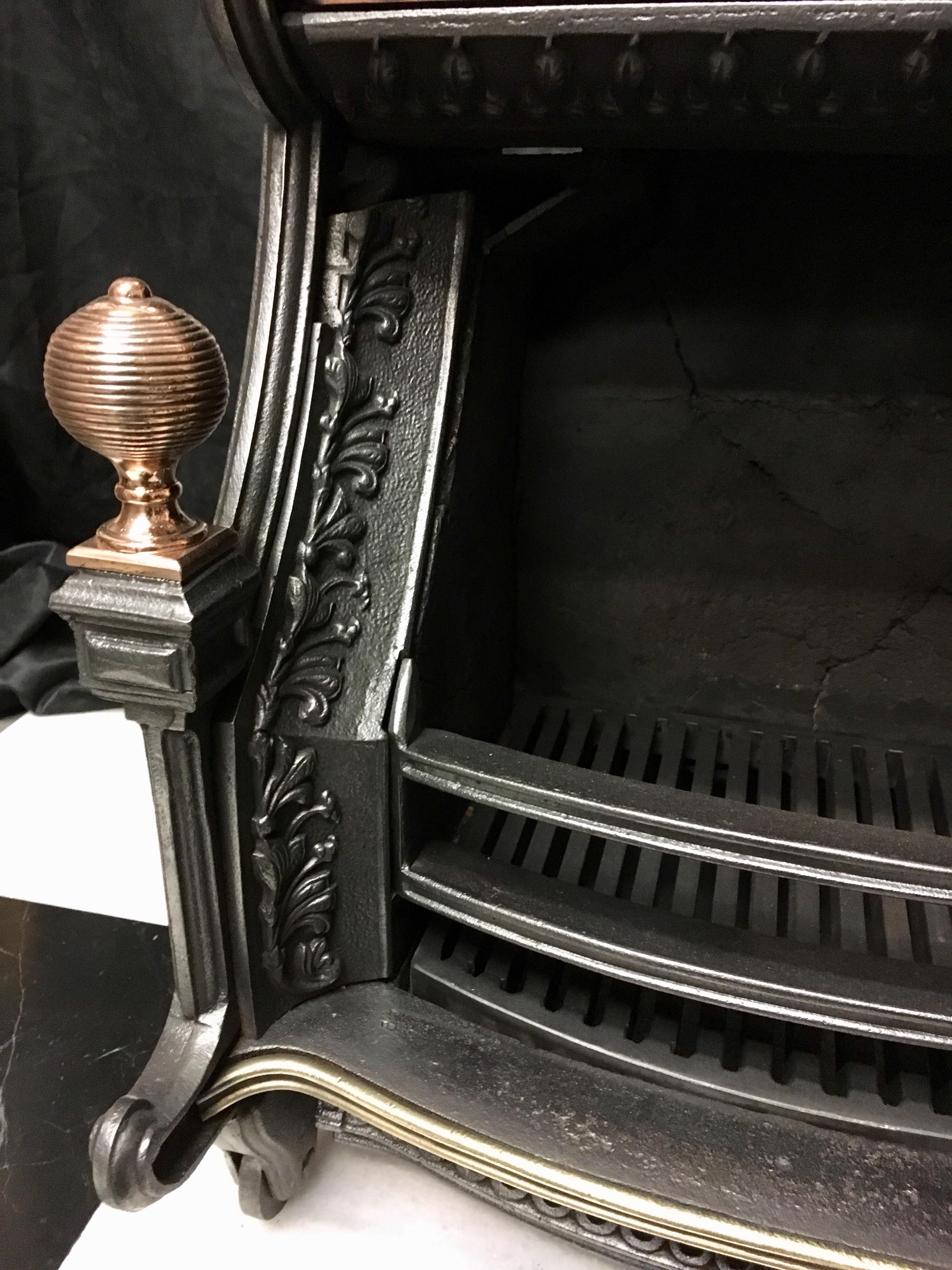 Renaissance Manor Antique Victorian Cast Iron and Bronze Hooded Fire Grate In Good Condition For Sale In Edinburgh, GB