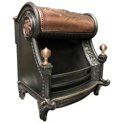 Renaissance Manor Antique Victorian Cast Iron and Bronze Hooded Fire Grate (Grille de cheminée à capuchon)