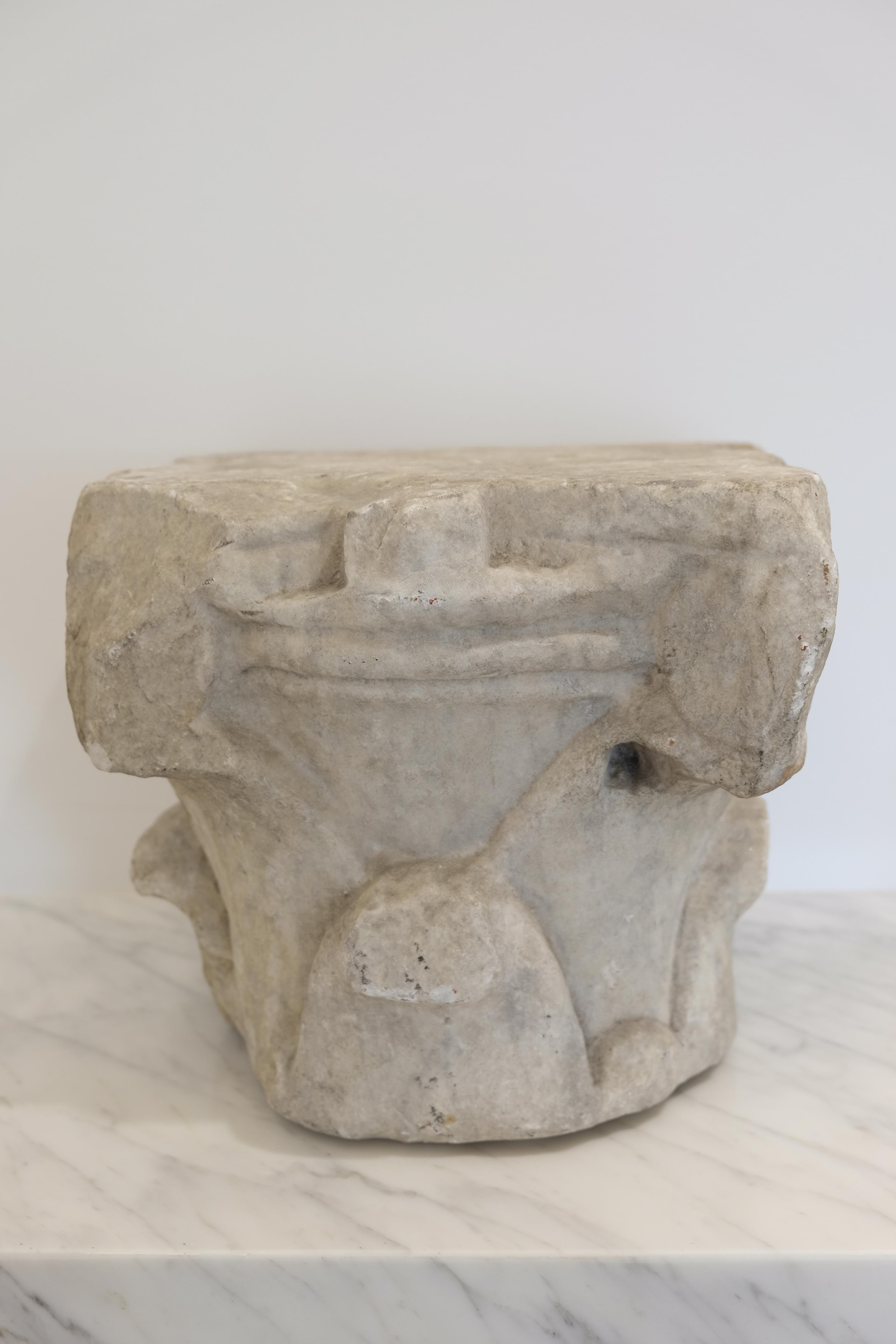 Hand-Carved Renaissance Marble Capital, 16th Century, Italy