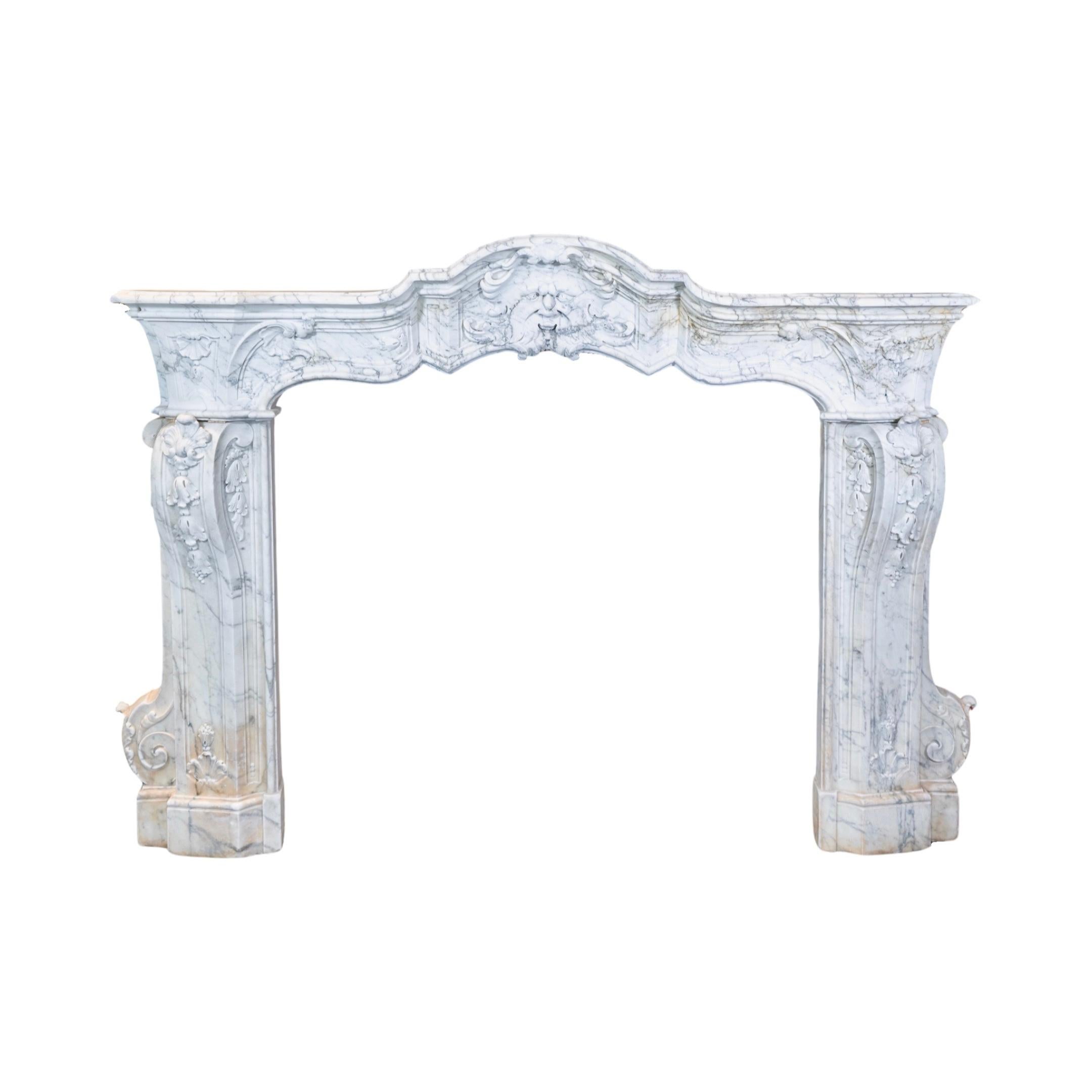 Italian White Veined Carrara Marble Mantel