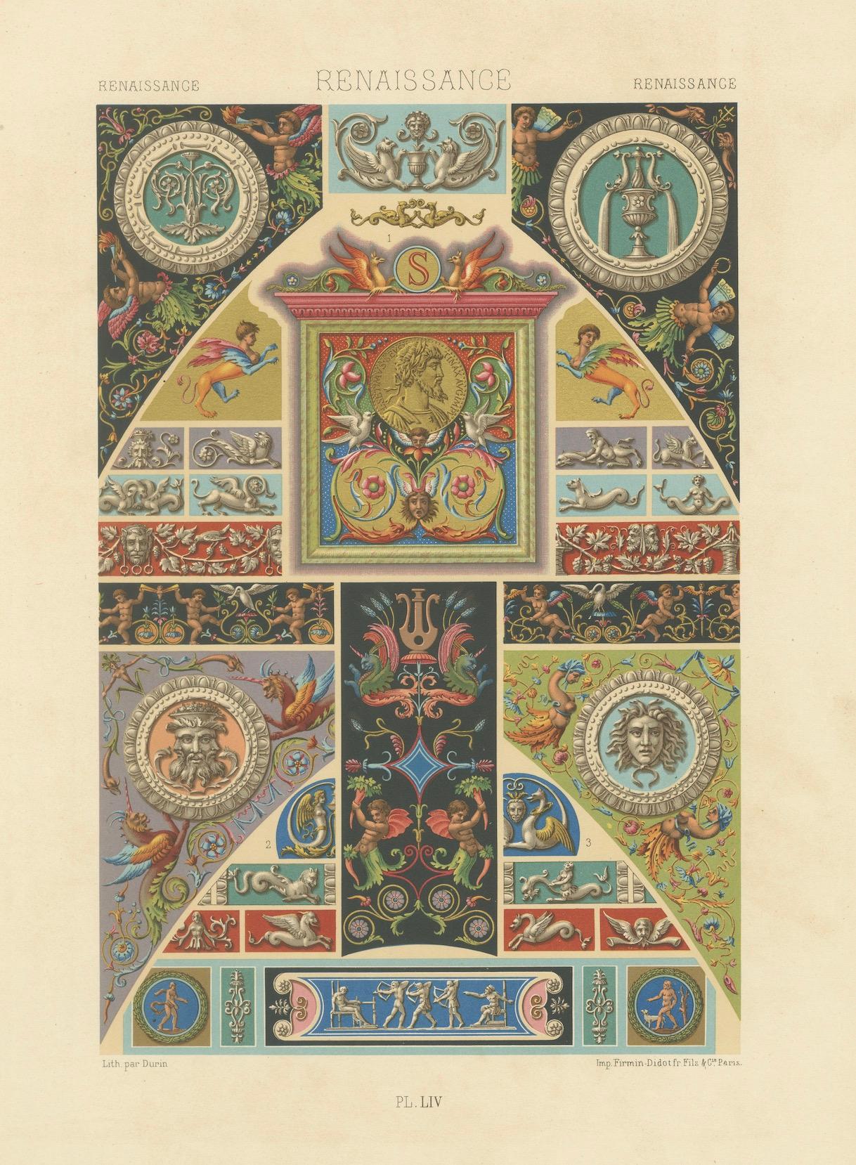 Renaissance Medallions & Mythological Grotesques – Classical Ornament, 1869 For Sale 3