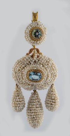 Renaissance Micro Pearl Topaz Yellow Gold Pendant