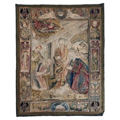 Wandteppich aus der Renaissance mit Krippenszene und den kaiserlichen Habsburgeradlern, 15.–16. Jahrhundert