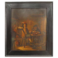 Renaissance Oil Painting of 2 Figures at a Table