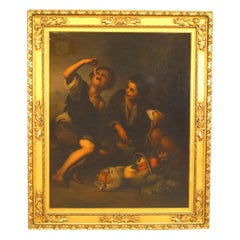 Renaissance Oil Painting of Boys and Dog