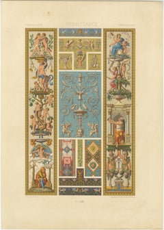 Renaissance Ornament Panel with Mythological Figures & Scrollwork – ca. 1869