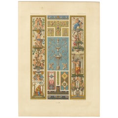 Panneau d'ornement Renaissance avec figures mythologiques et rinceaux - vers 1869