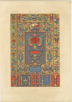 Estampa Ornamental Renacentista - "Por la Gracia de Dios" con Querubines y Volutas