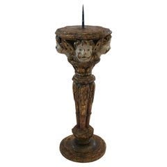 Renaissance Painted 
Giltwood Pricket with Cherubs - France - Circa 1580