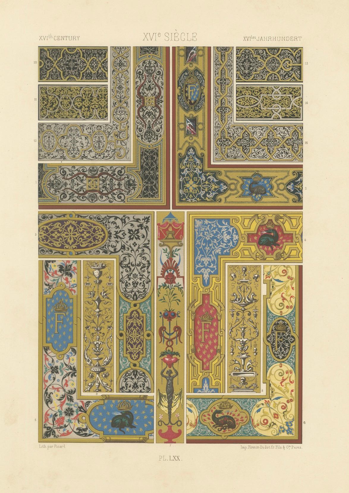 Ornement de panneau Renaissance - Design décoratif du XVIe siècle, planche LXX, 1869 en vente 1