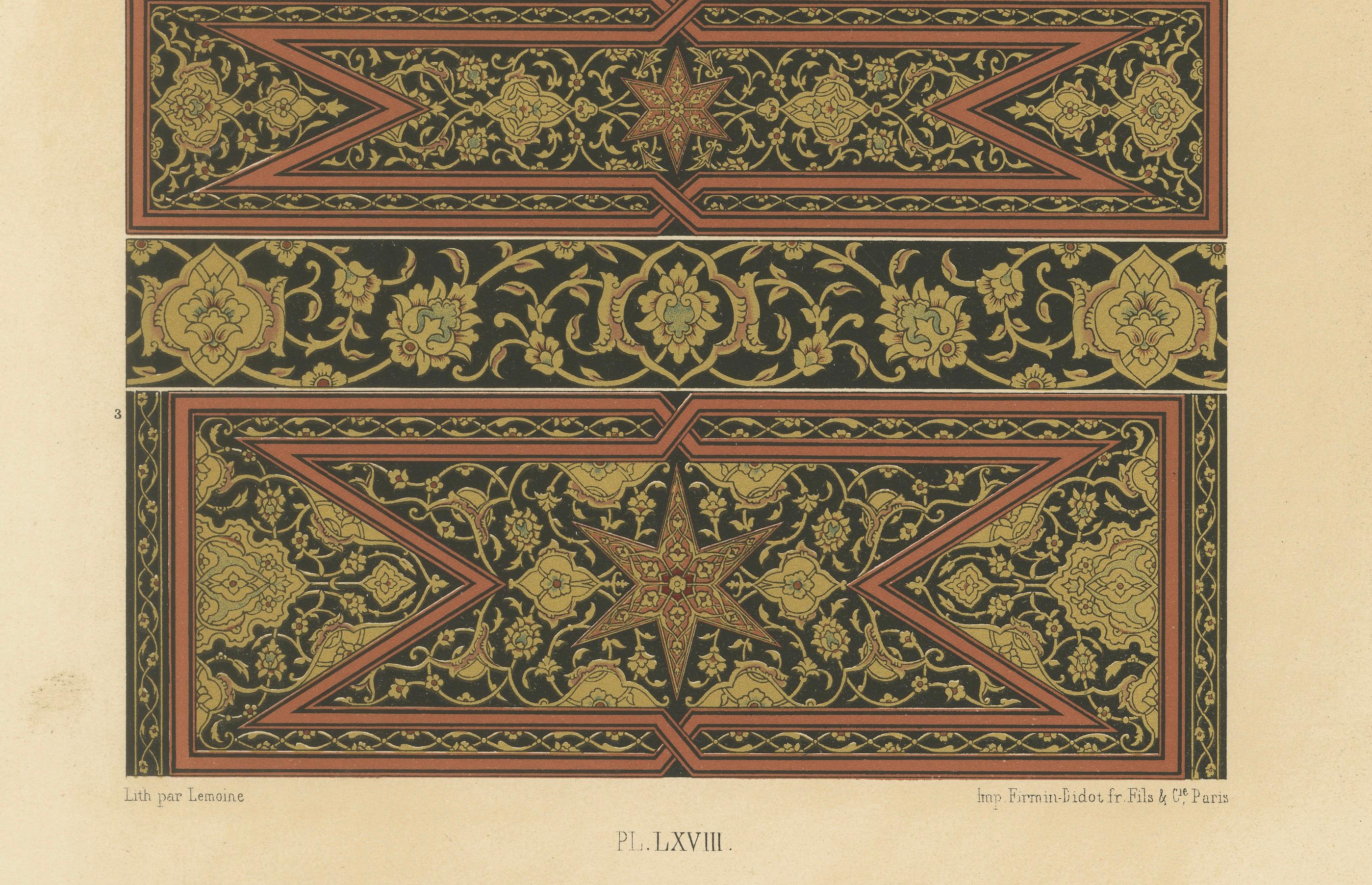 Ornementation de panneau de la Renaissance - Motifs arabes et grotesques, planche LXVIII, 1869 Bon état - En vente à Langweer, NL