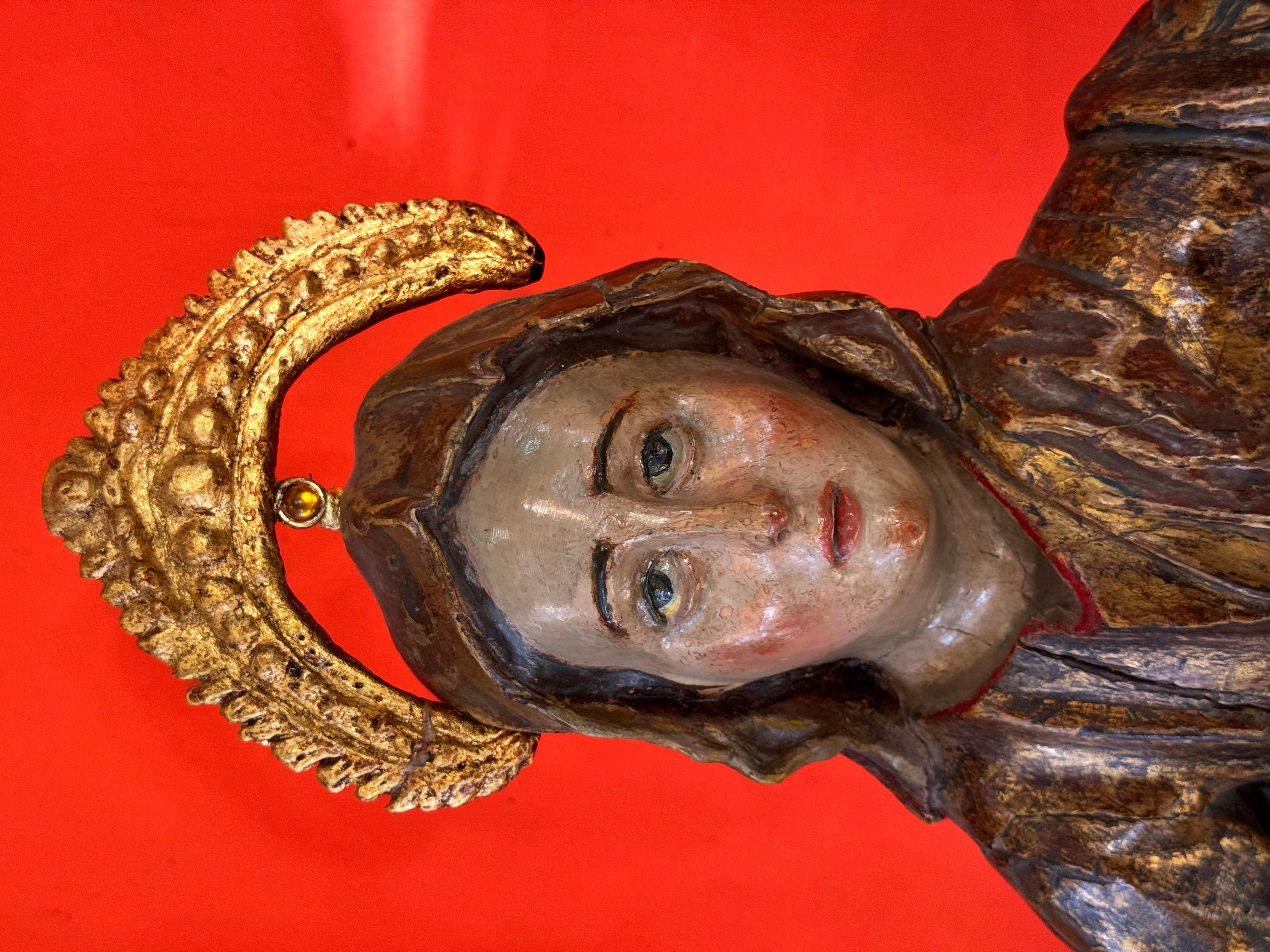 Scultura rinascimentale in legno policromo e dorato di Sant'Anna, Spagna, XVI sec. in vendita 2