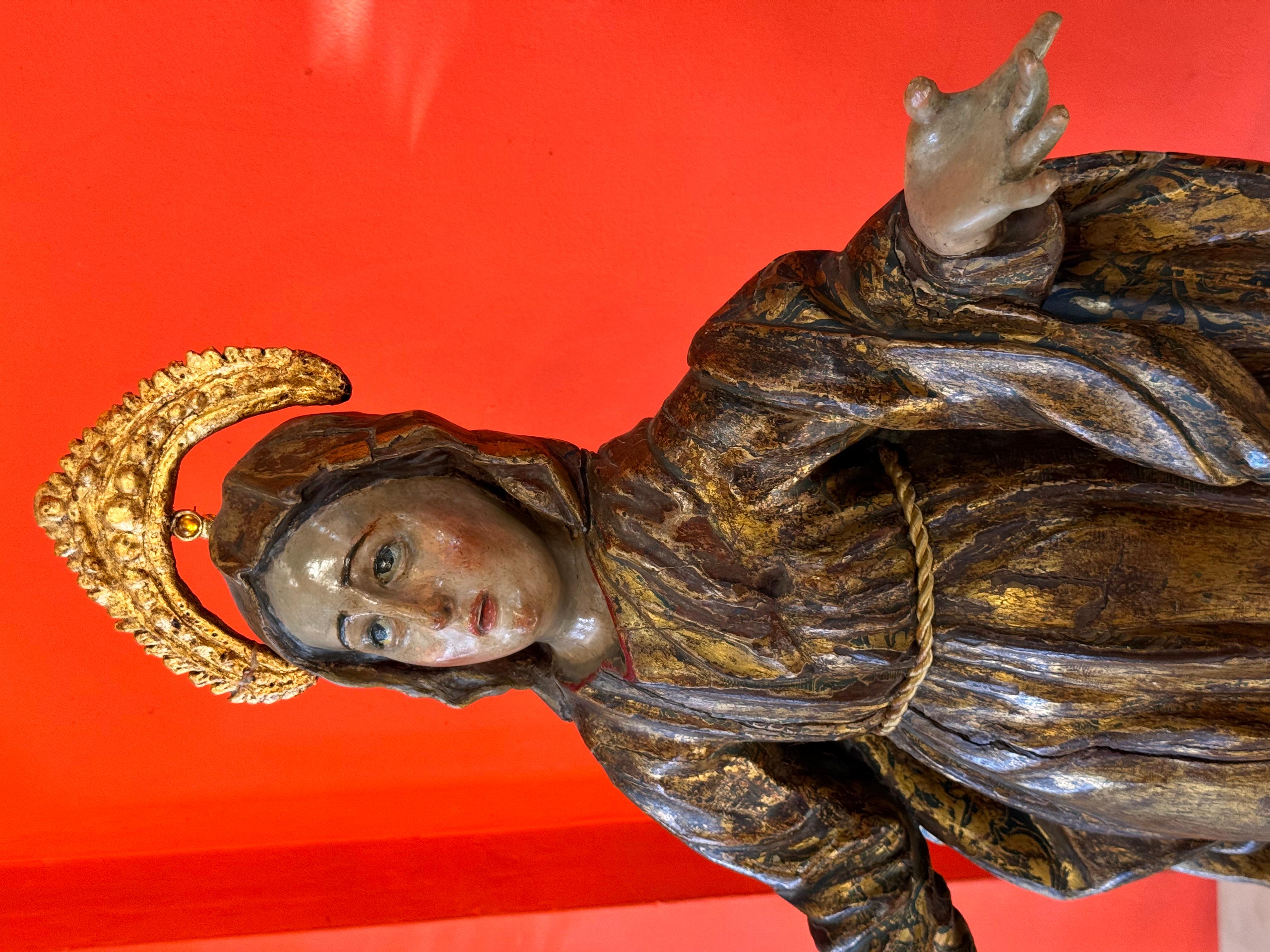 Scultura rinascimentale in legno policromo e dorato di Sant'Anna, Spagna, XVI sec. in vendita 3