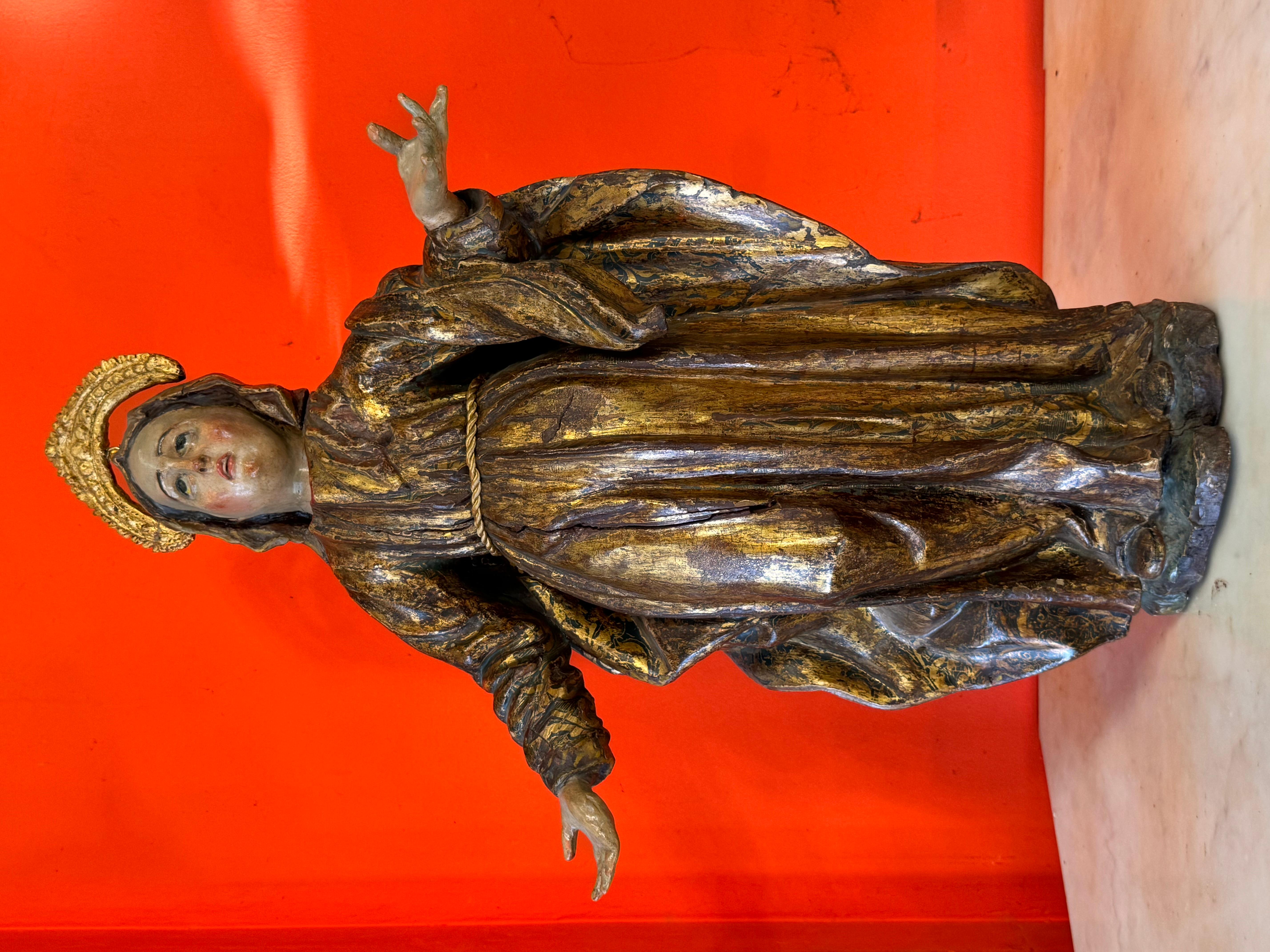 Barocco Scultura rinascimentale in legno policromo e dorato di Sant'Anna, Spagna, XVI sec. in vendita