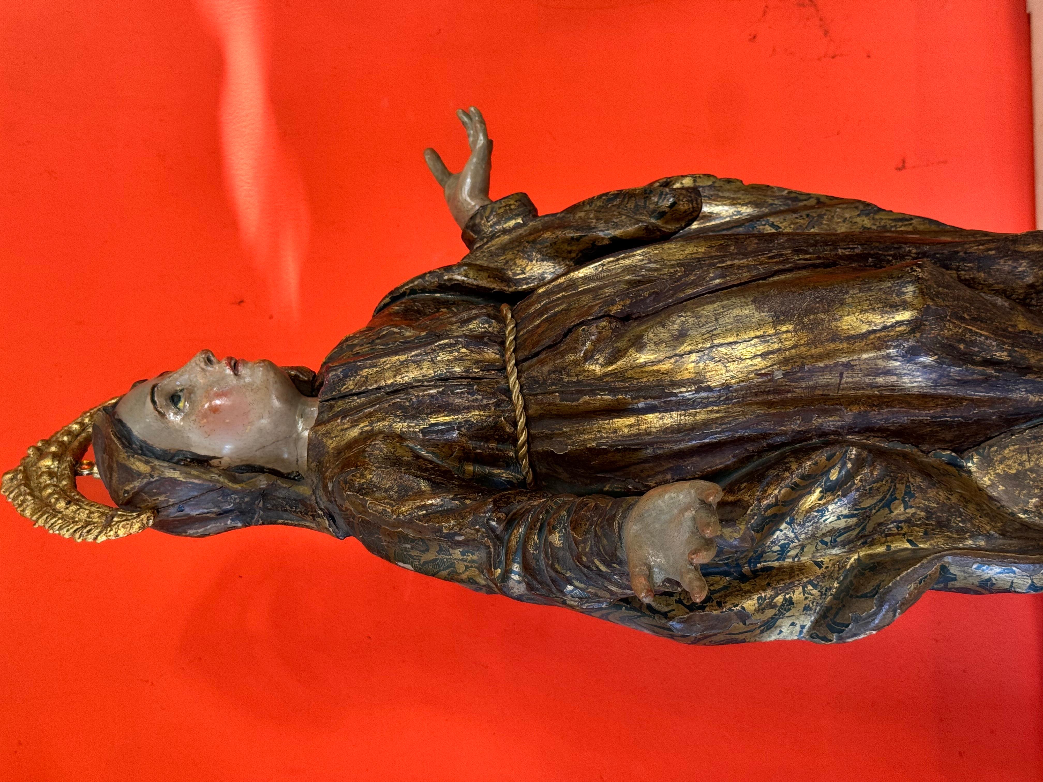 Scultura rinascimentale in legno policromo e dorato di Sant'Anna, Spagna, XVI sec. In condizioni buone in vendita a Madrid, ES