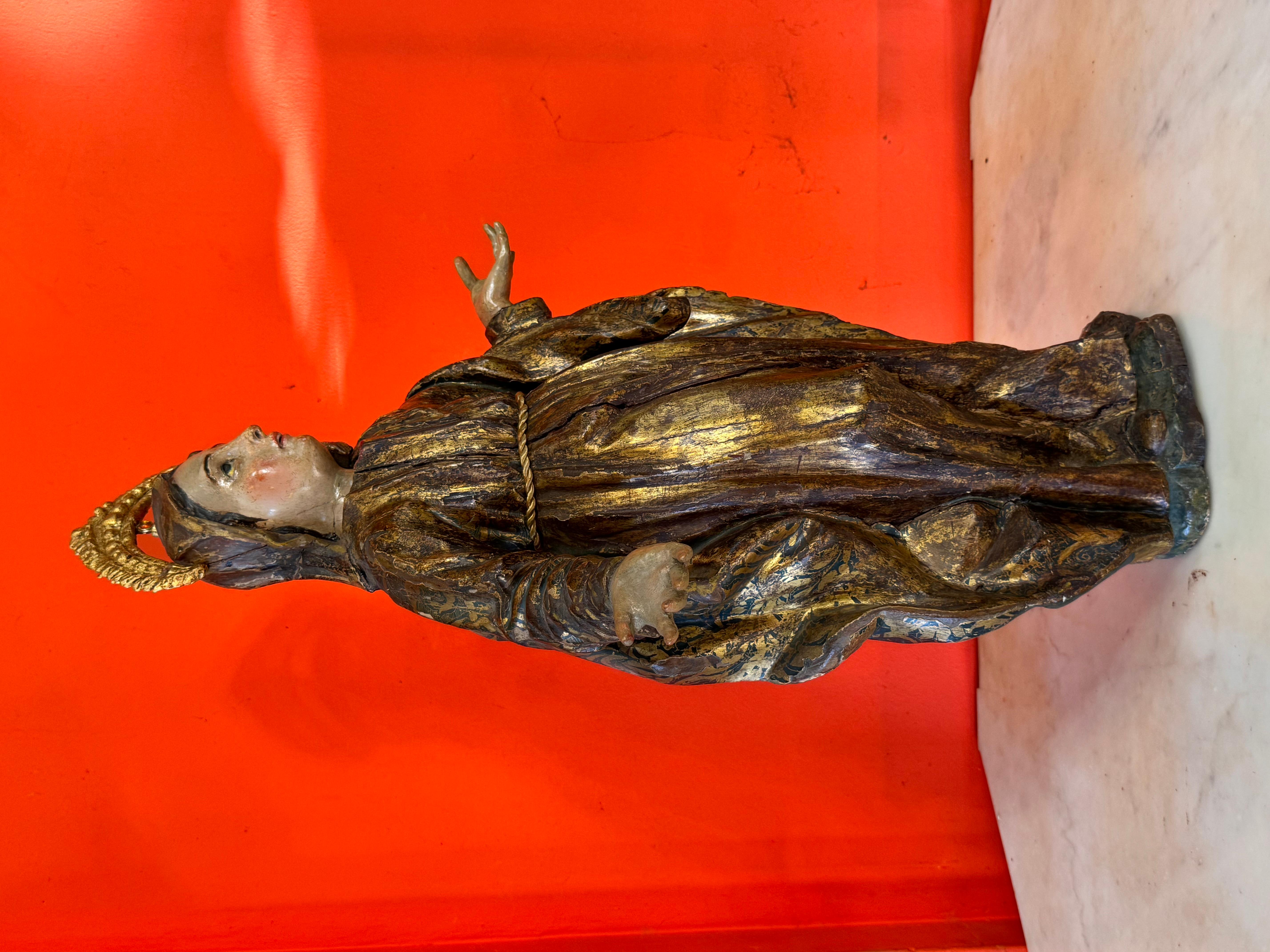 Fino al XVIII secolo Scultura rinascimentale in legno policromo e dorato di Sant'Anna, Spagna, XVI sec. in vendita