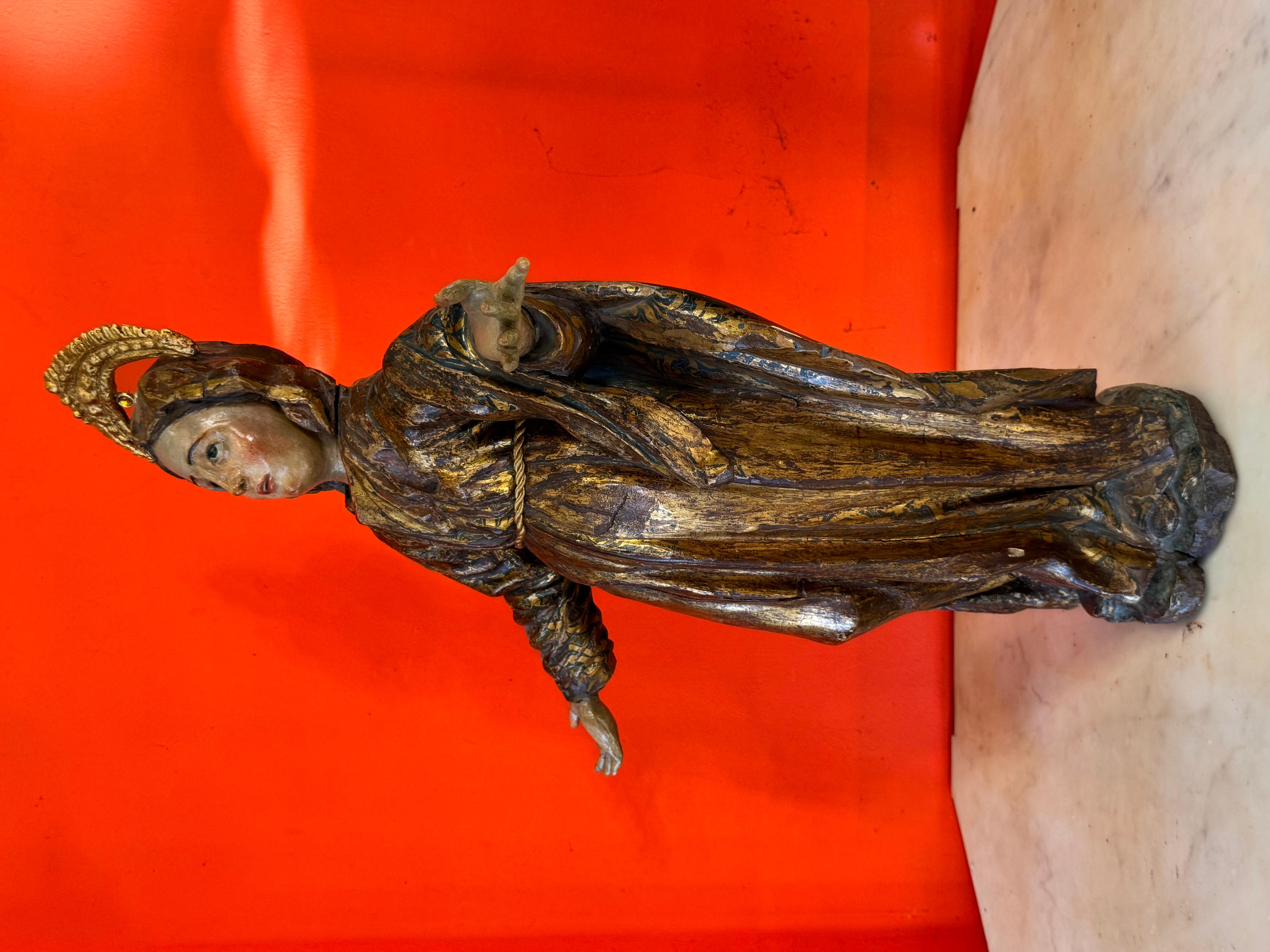 Argento Scultura rinascimentale in legno policromo e dorato di Sant'Anna, Spagna, XVI sec. in vendita