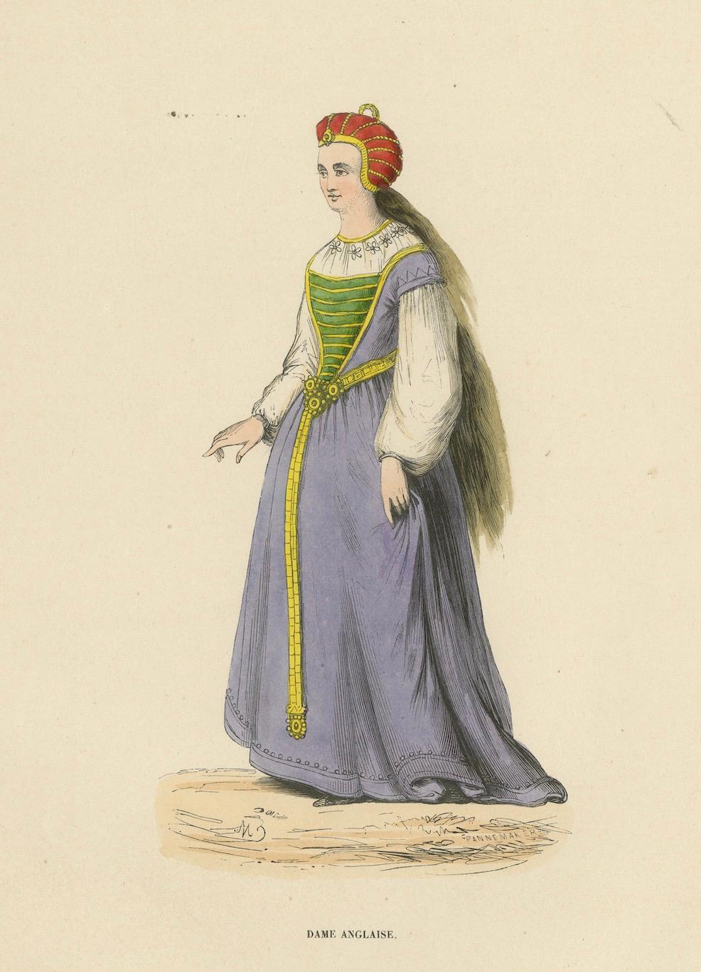 Paper Renaissance Refinement: An English Lady in 'Costume du Moyen Âge, 1847 For Sale