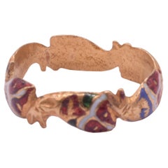 Renaissance Religious Ichthys "Fish" Band of Red Enamel and Gold