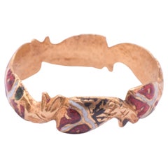 Religiöses Ichthys-Fischband aus roter Emaille und Gold aus der Renaissance