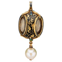 Renaissance Reliquary Pendant with Pearl and Enameling