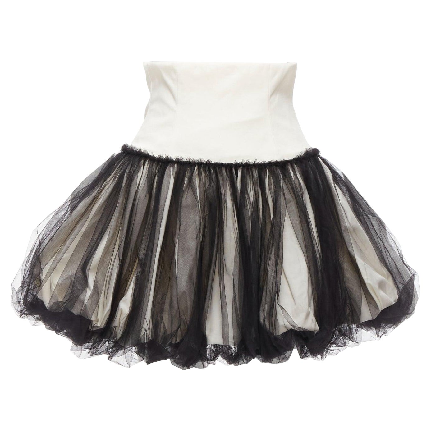 RENAISSANCE RENAISSANCE Qajar 2022 Le Pouf black tulle white puff skirt FR36 S