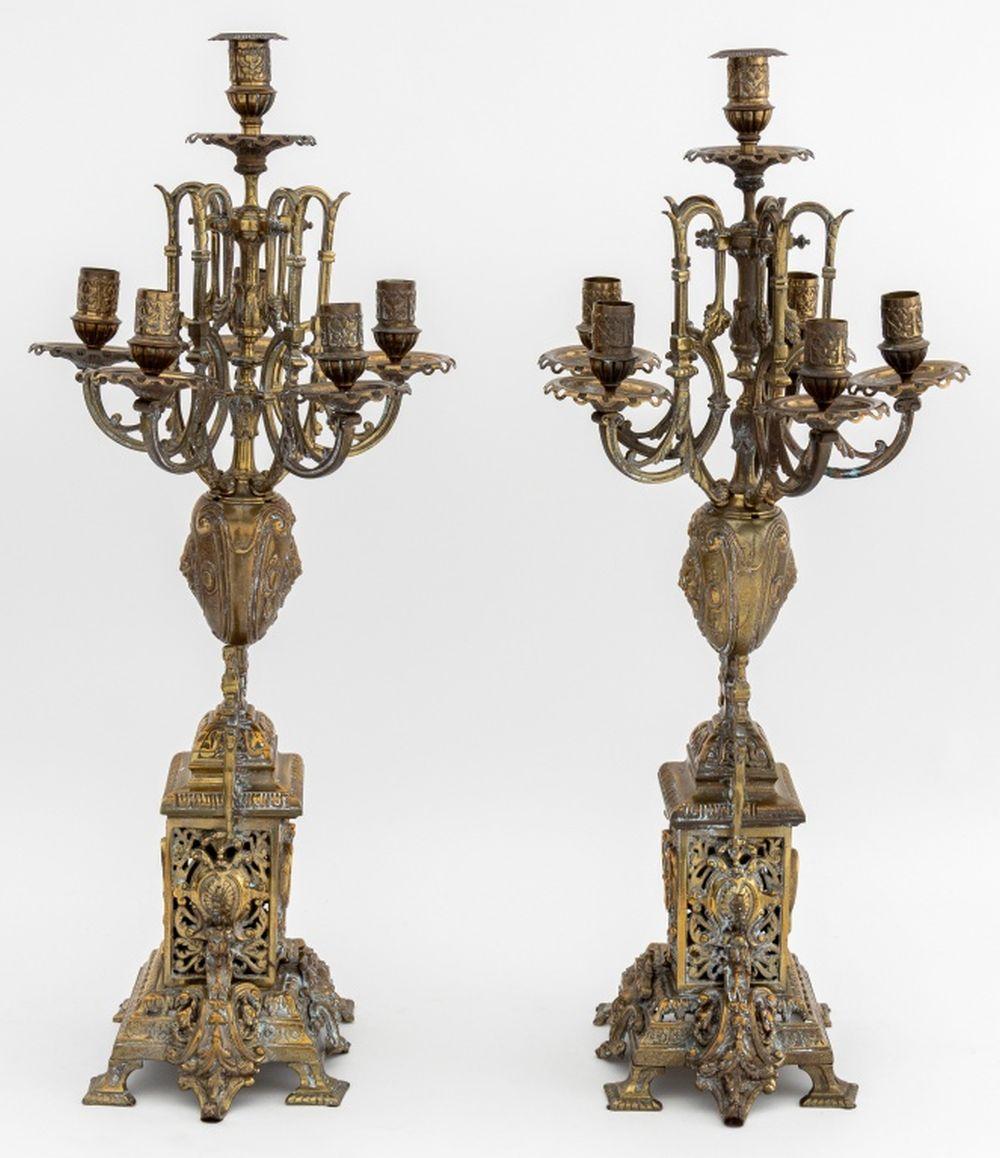 Candelabro renacentista de 6 brazos, Pareja en Bueno estado para la venta en Astoria, NY
